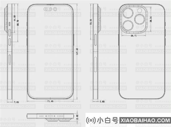 iPhone 14 Pro尺寸详图曝光：比前代更厚、感叹号挖孔大