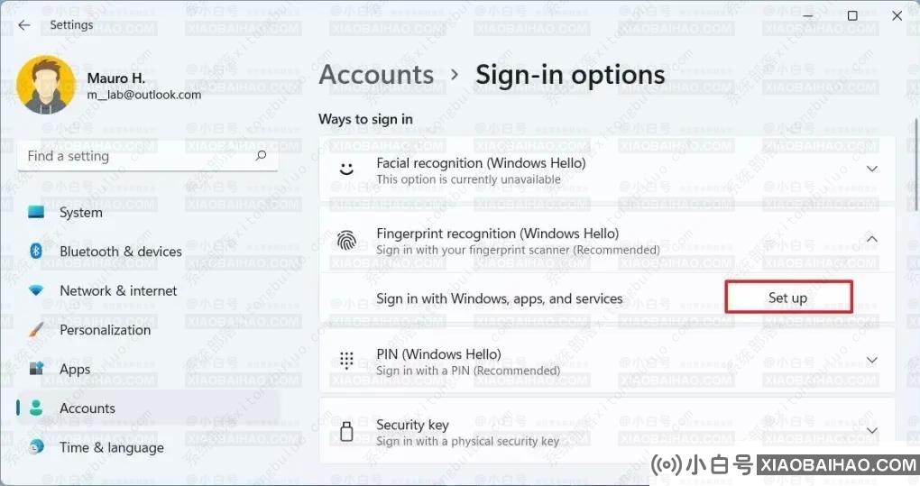 如何在 Windows 11 上启用 Windows Hello 指纹？