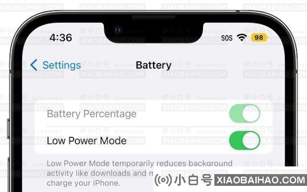 iOS 16 Beta 6发布：开启低电量模式后可不显示数字电量