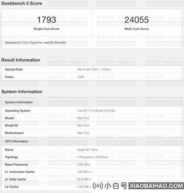 苹果M1 Ultra跑分现身Geekbench，比28核英特尔Mac Pro强56%